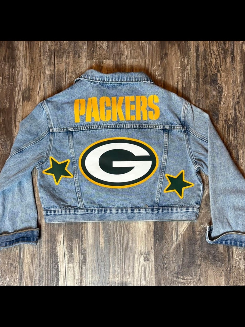 Green Bay Packers Denim Jacket - Yellow & Green Graphic
